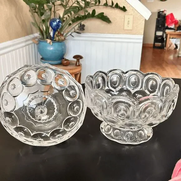 Vintage L.E. Smith Mould Weishar Glass Crystal Moon and Star Ex-Large Short Cand